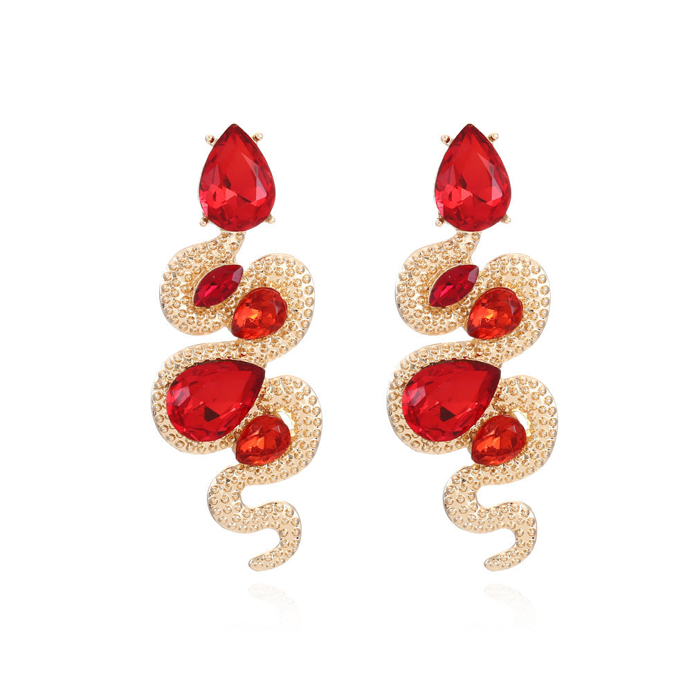 Wholesale Vintage Glass Snake Alloy Ear Studs